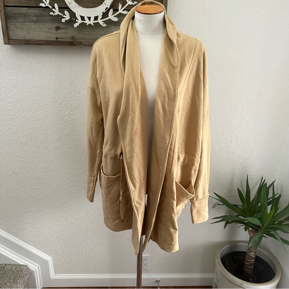 Target Knox Rose beige open front cardigan sweatshirt cotton blend size L NWT
